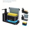 Freestanding Soap Pump Organizer 1pc of 3-in-1 Plastic Kitchen Soap Dispenser with Sponge Holder and Towel Rack