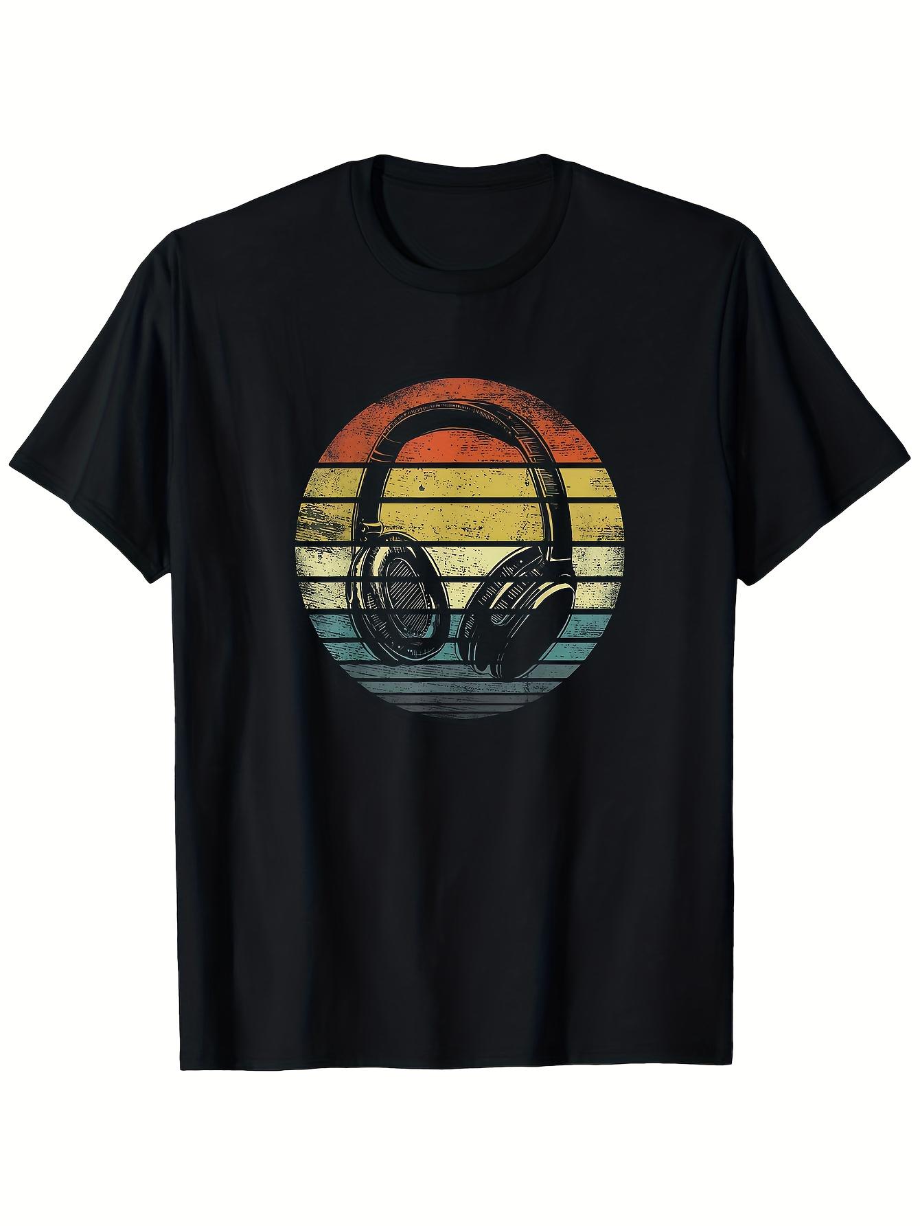 Music Lover Producer DJ Gifts Funny Retro Headphones T-Shirt S