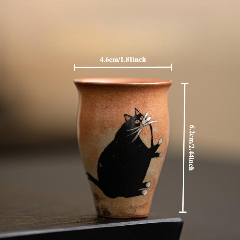 50ml Japanese Kiln Change Ceramic Teacup Retro Handmade Zhiye Cat Cup Small Master Mug Porcelain Chinese Kung Fu Gongfu Teaware