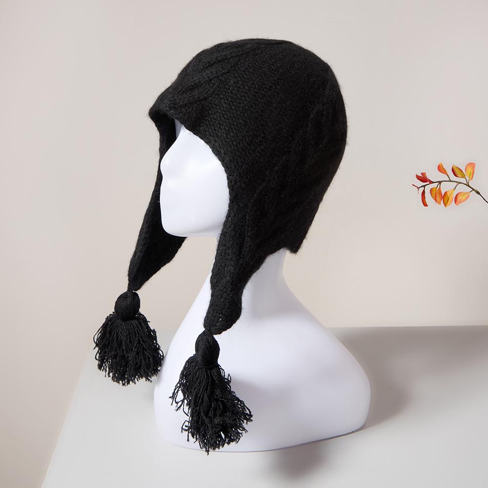 Custom Inner Mongolian Women 100% Cashmere Beanie Hats Ladies Girls Cable Knitted Warm Cashmere Beanie Cap With Cashmere Pom Pom