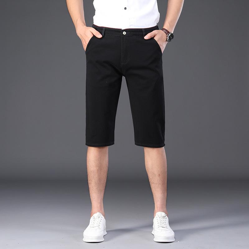

Мужские повседневные корейские версии модные хлопковые капри мужские брюки свободные прямые капри шорты брюки в западном стиле 34 чёрный