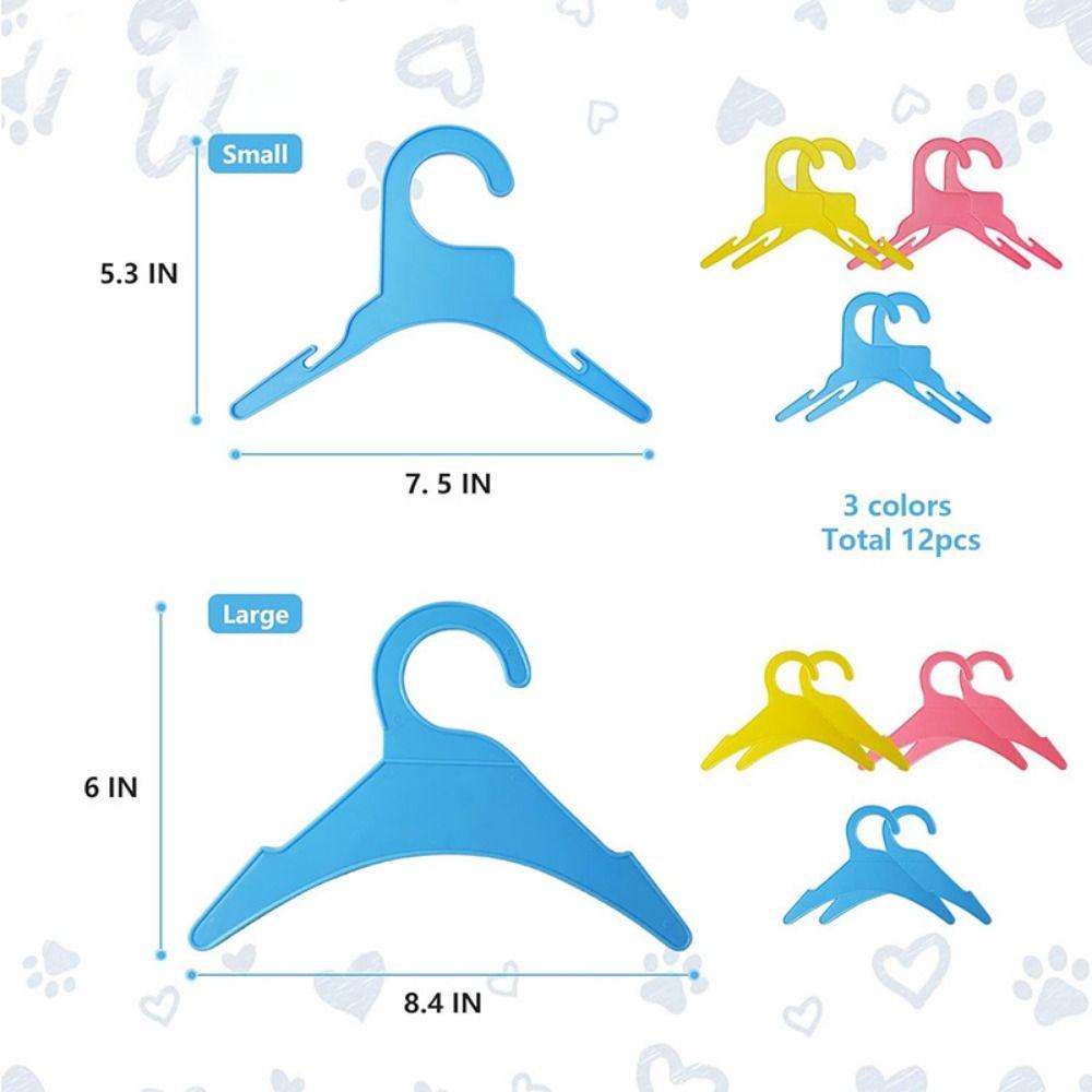 12pcs/set Plastic Dog Apparel Hangers Anti-Skid Small Hangers Pet Clothes Hangers  Hanging Clothes
