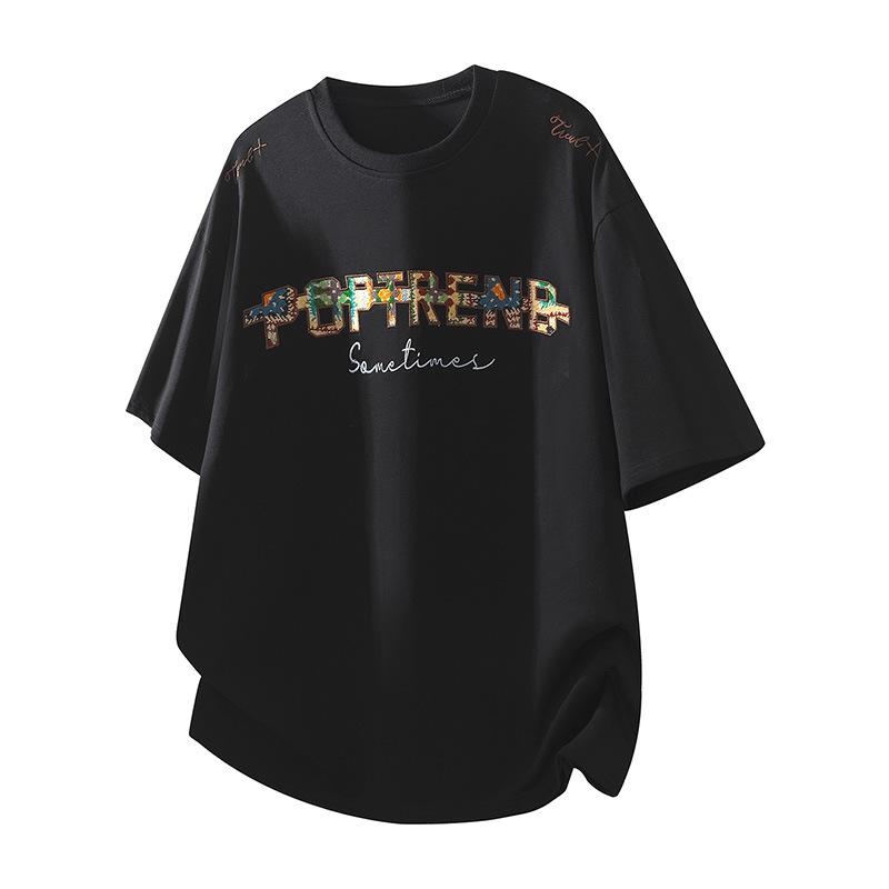 Men s All Match Relaxed Fit Everyday Letter Print T Shirt M чёрный