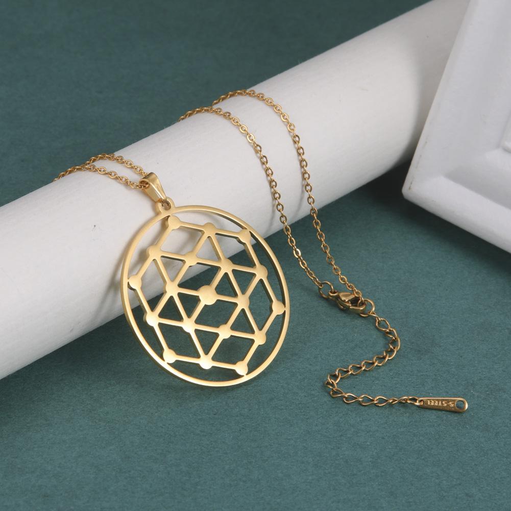 LIKGREAT Flower of Life Pendant Necklace for Women Mandala Chakra Hollow Stainless Steel Charms Jewelry Geometry Amulet Gift