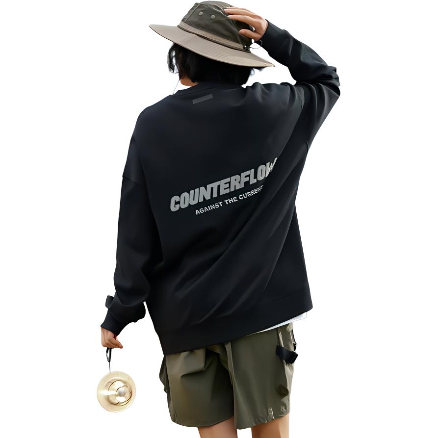 Li-Ning Sports Life Series Logo Print Crew Neck Sweatshirt Unisex Tops Black AWDT533-1