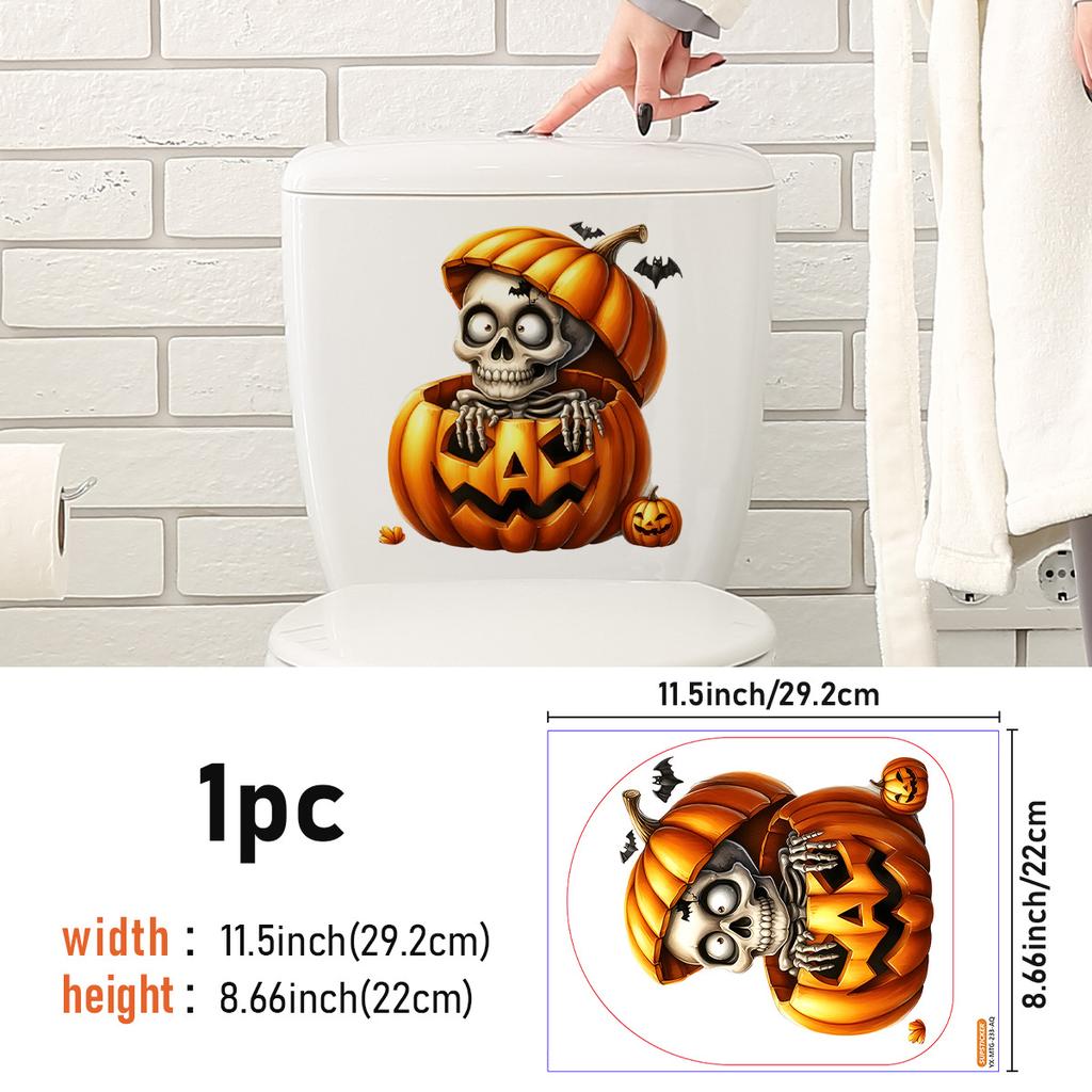 Halloween Toilet Sticker Horror Funny Sticker Self-Adhesive Decorative Sticker Toilet Toilet Lid Sticker