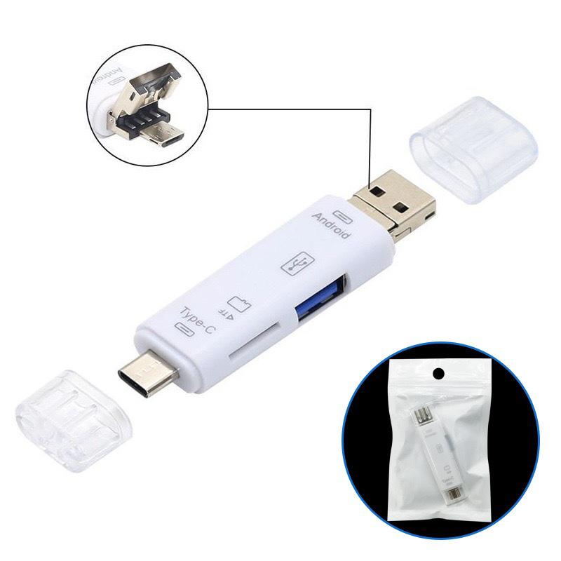 Lettore di schede USB Type-C: Adattatore OTG All-in-One per Android e Computer con Slot SD/TF, Plug-and-Play.