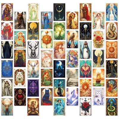 50 Tarotkarten, Wandkarten, Retro Wanddekorationskarten, Posing Ins Lebensdekorationshintergrund Ming