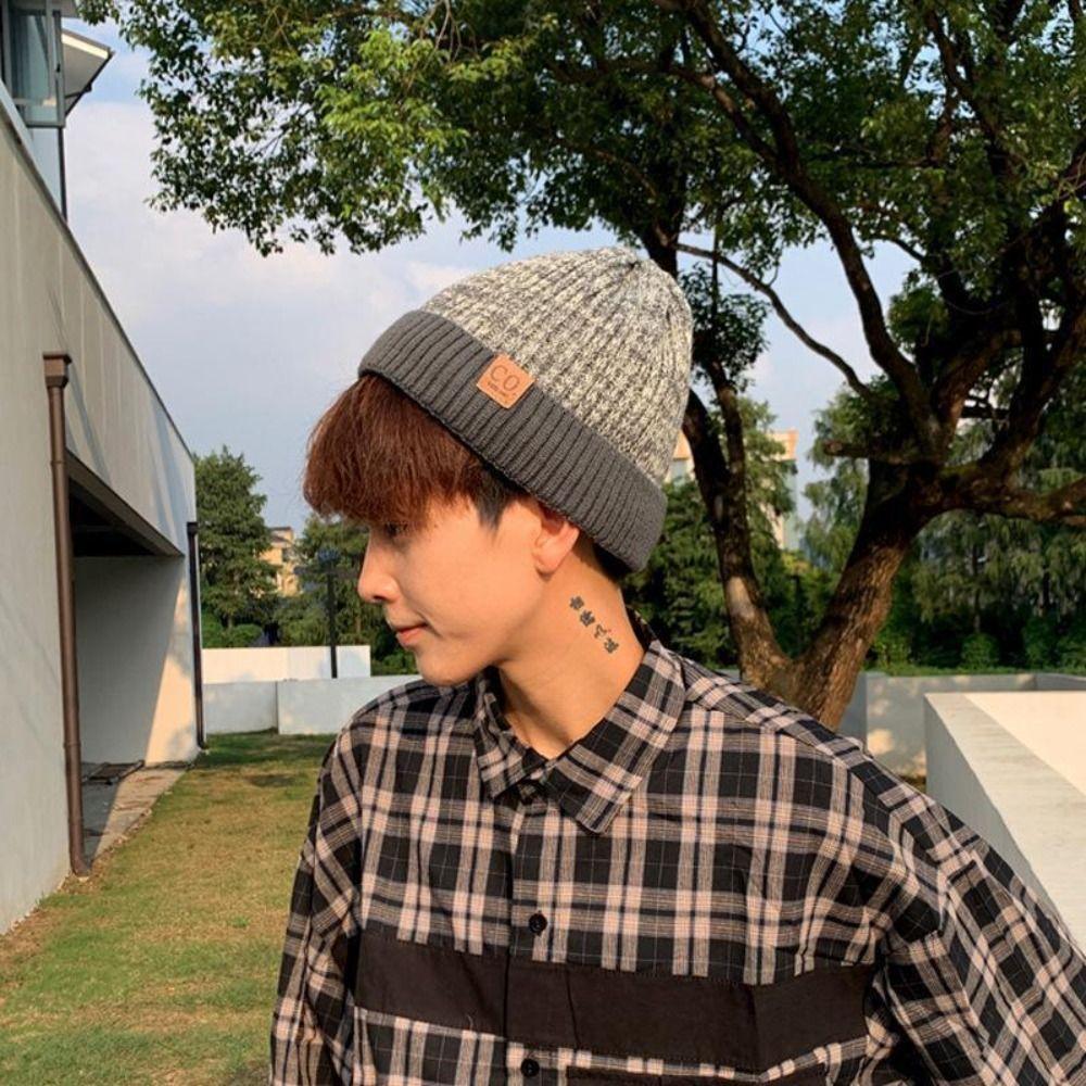 Warm Men's Winter Hat Casual Polyester Striped Winter Cap Thicken Fleece Lined Knitted Beanies Women Men