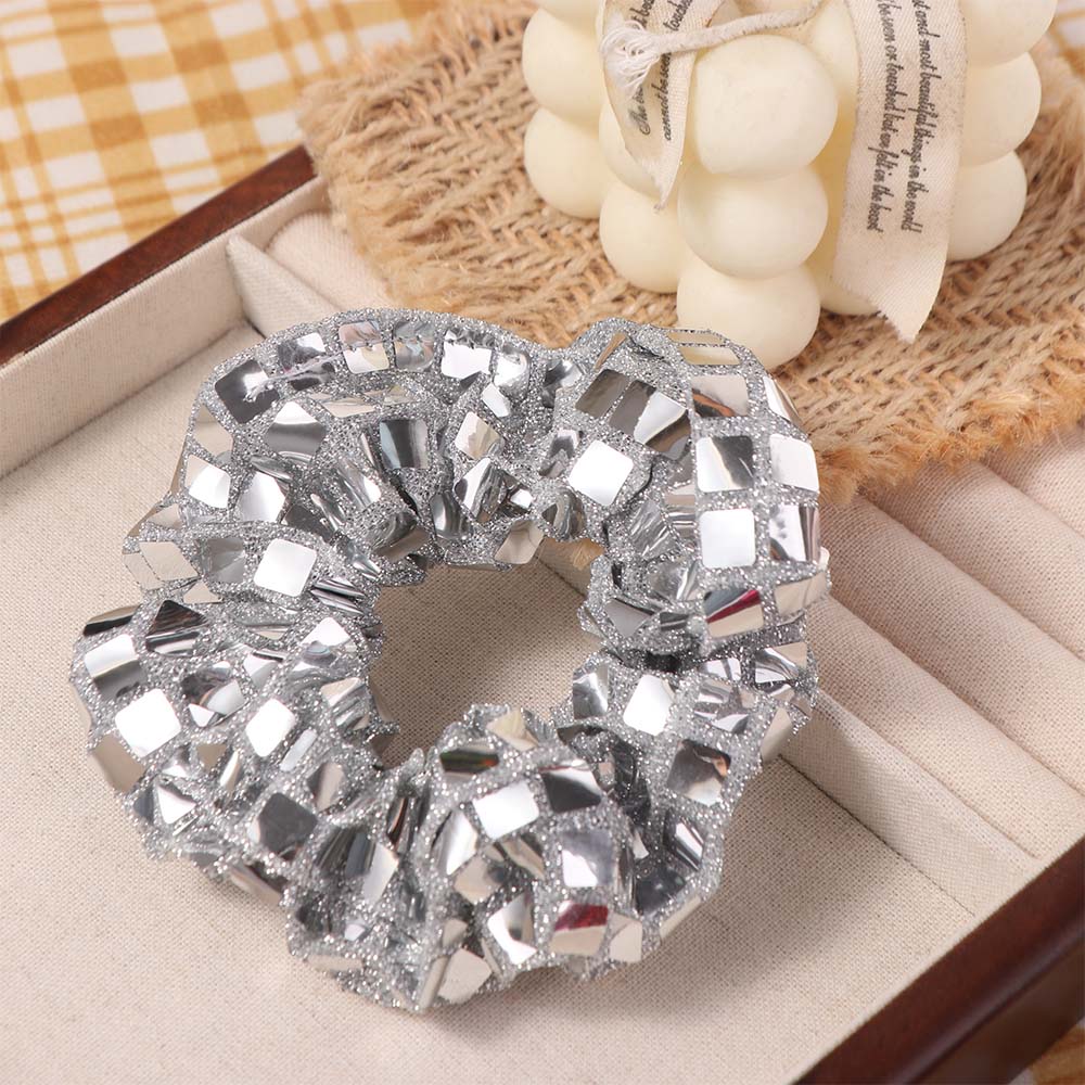 6pcs Square Sequin Rubber Bands Set Retro Disco Women's Hair Ties Fashion Sequin Hair Rope  Wedding