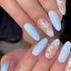 Blue Maple Leaf Water Drop Armor False Nails - Simple, Stylish, Wearable Nail Art