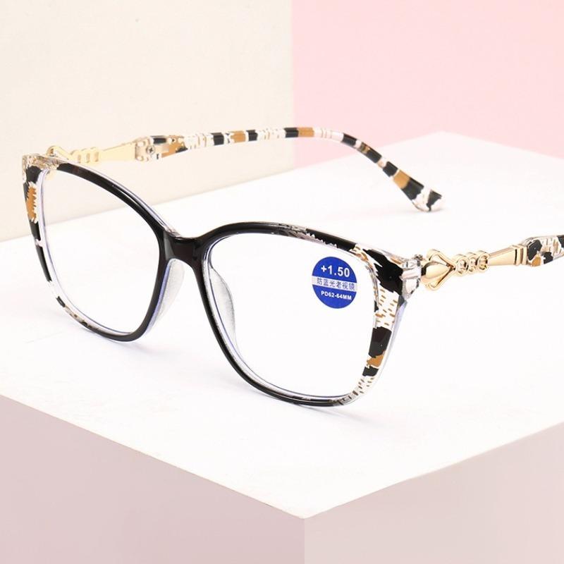 Retro Anti-blue Reading Glasses Leopard Patterned Square Frame Presbyopia Eyeglasses Blocking Blue Light Eyewear +1.0 To +4.0