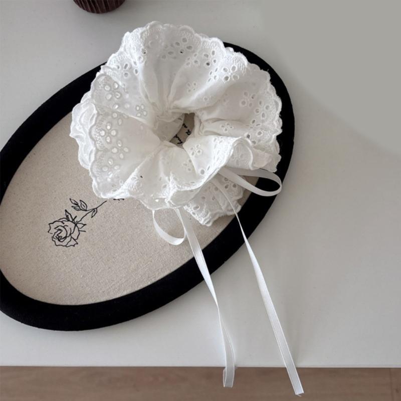 Elegant Lace Trim Drawstring Hair Ties For Women Soft And Stylish Scrunchies Great For Various Hair Types