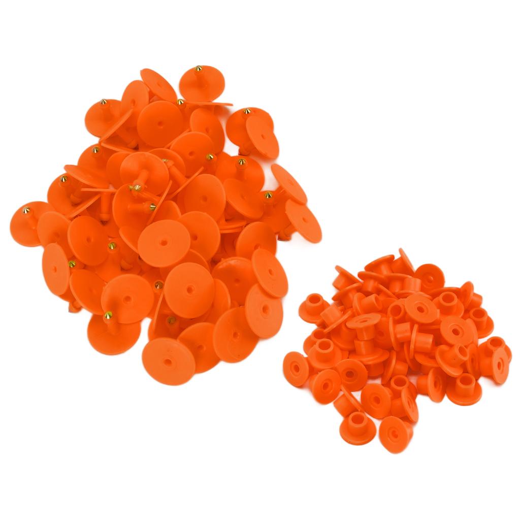 100 BUC Etichete Rotunde pentru Urechi Animale Ușor de Distins și Utilizat Număr Etichete pentru Urechi Animale Portocaliu