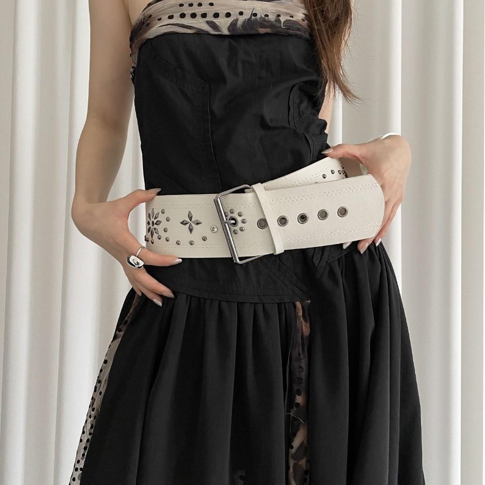 Skirt Styling Punk Dress Belt PU Rivet Belt Fashion Vintage Women's Belt  Jeans Accessories