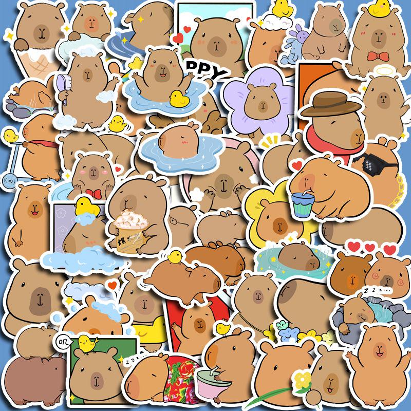 Waterproof Cute Beaver Cartoon Journal Stickers - 50 Sheets for Children's Creative Decor