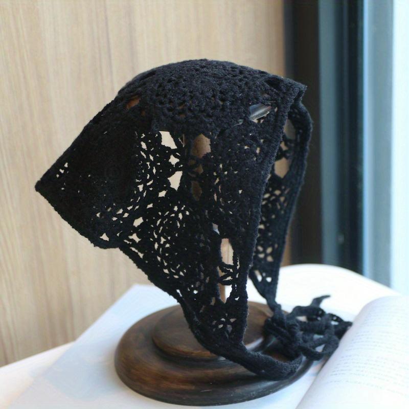 1PC Retro Hollow Crochet Flower Triangle Scarf Knitted Hairband Lace Flower Headband Hair Accessories For Women