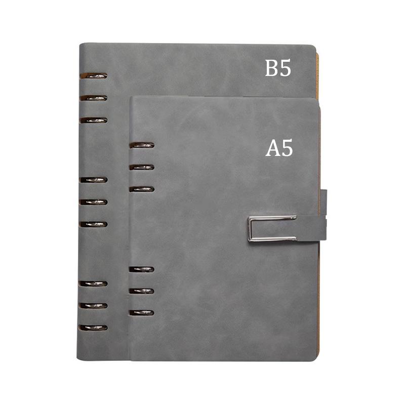 A5/B5 Detachable Metal Clip Loose Leaf Retro Notebook 100 Sheets/Book PU Hardcover Writing Diary Office Conference Study CS-021