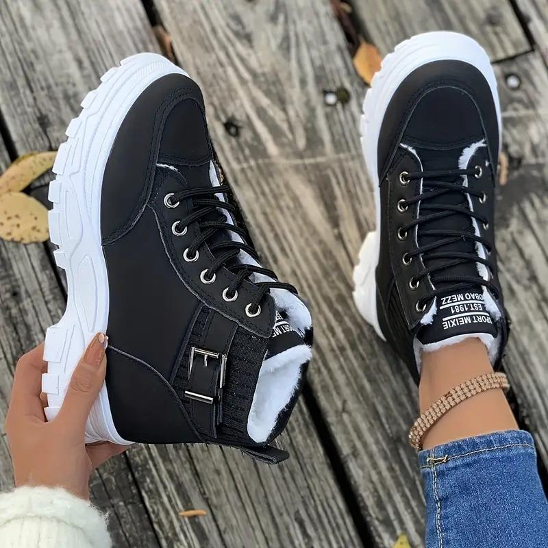 Fashion Plush Lined Warm Snow Boots, Casual Versatile Fall And Winter Warm Snow Shoes, Wear-resistant Non-slip Snow Shoes