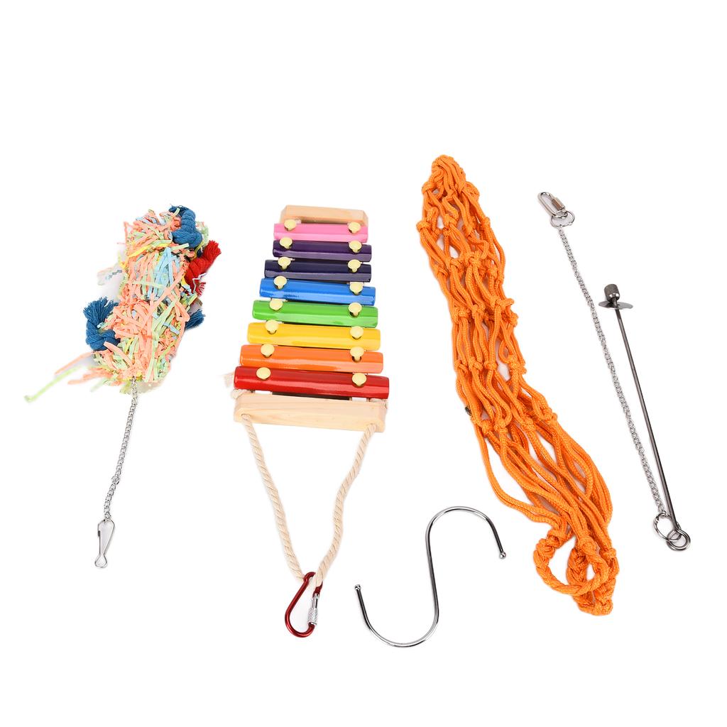 4 Stück Hühnerspielzeug Vogel Xylophon Netzbeutel Hängender Halter Schaukelspielzeug für Huhn Ente Ara Papageien