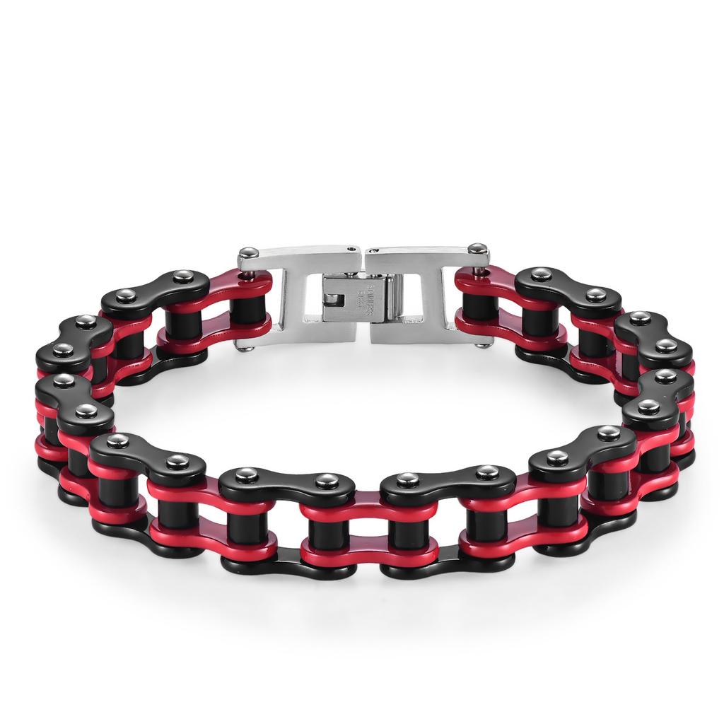 Personalized Mens Bracelets Motorcycle Biker Bicycle Chain Link Bracelets Anti Non Tarnish Gold Plated Stainless Steel Bracelets