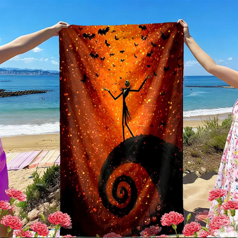 The Nightmare Before Christmas Print Beach Towel, Versatile Lightweight Absorbent Beach Towel for Pool Surf Yoga Bathroom, Perfect Birthday Holiday Gi