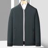 Spring and Autumn Jackets for Men's Business Casual Pocket Zipper Jacket Round Collar Daddy's Solid Color Jacket Middle-aged Men's Clothing