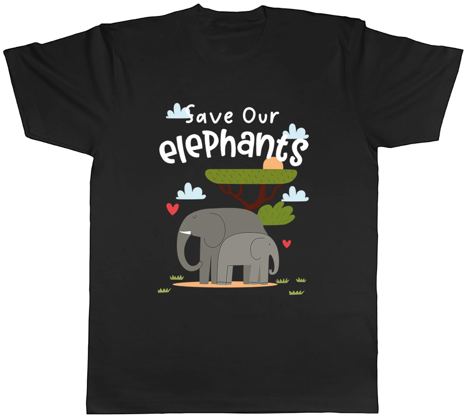 Save our Elephants Mens T-Shirt Protect Wildlife Animals Tee Gift S