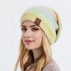 Women Winter Knitted Hat Thickened Tie Dye Gradient Rainbow Color Warm Anti Slip Windproof High Elasticity Ear Outdoo