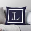 Navy Blue Monogram L Square Pillowcase Polyester Linen Velvet Pattern Zip Decorative Pillow Case Room Cushion Case