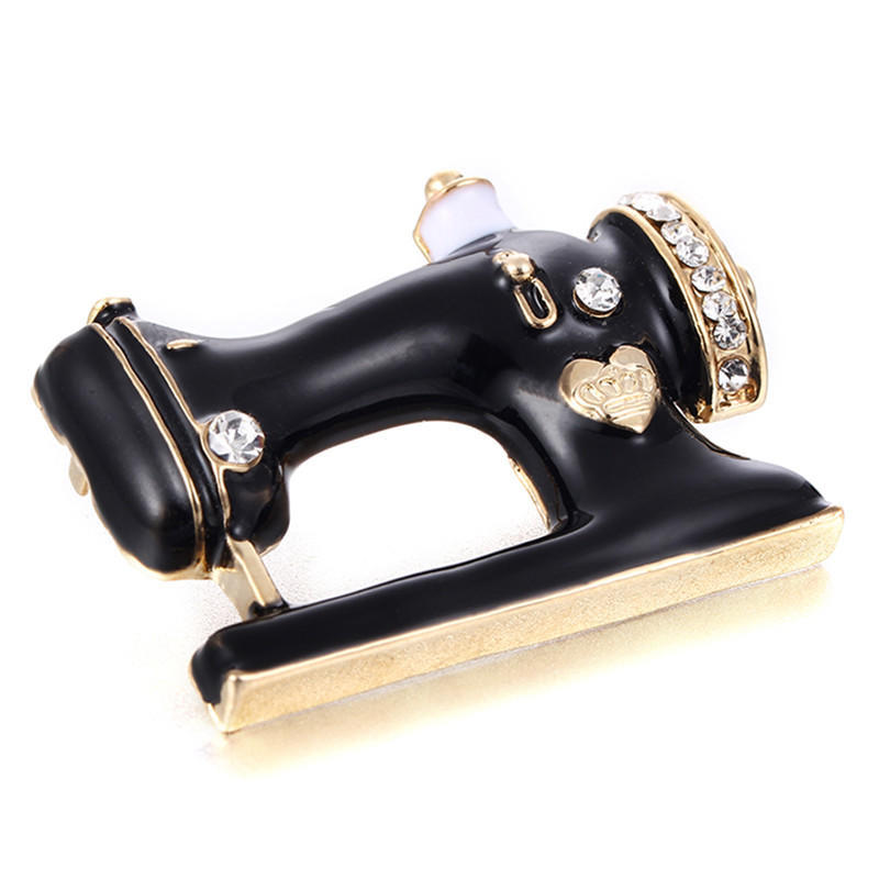 Sewing Machine Brooch Pin Black Enamel Brooch Collar Scarf Decoration Jewelry