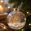 2D Flat Pattern Christmas Ball Ornament Shatterproof Hanging Light Up Ornament Pendant  Window