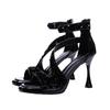 Summer 2025 new waterproof table open-toed high heels women's sequined banquet dress stiletto non-slip sandals with skirt