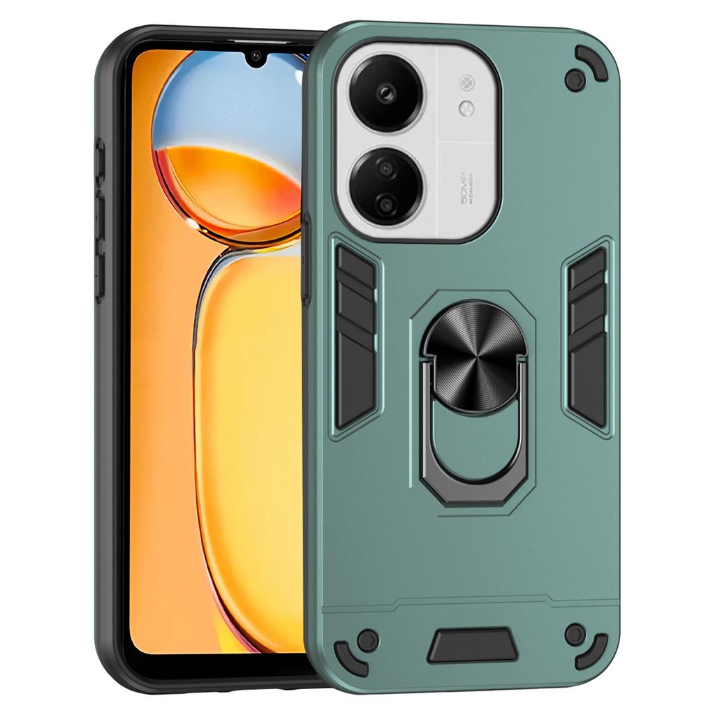 For Xiaomi Redmi 13C 5G/13C 4G/13R 5G/Poco C65 4G/Poco M6 5G Case PC+TPU Drop Defend Phone Cover with Ring Kickstand