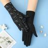 Women's Sunscreen Gloves Medium and Long Thin Summer UV Protection Gloves Pink Small Floral Riding Touch Screen Gloves