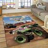 Monster Truck Monster Jam Cartoon Teppich für Wohnzimmer Schlafzimmer Heimdekoration, rutschfeste Bodendekoration für Sofa Fußmatte