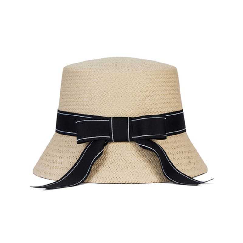 VARZAR Ribbon Paper Bucket Hat Beige