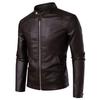 Férfi 2024 Állógalléros Bőr Motorosdzseki: Alkalmi, Plusz Bársonyos, Vastagított, Karcsúsított.