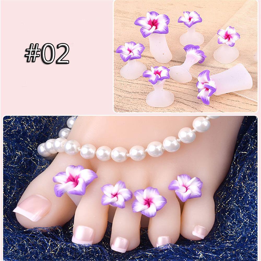 8 Pcs Comfortable Crystal Diamond Waterdrop Pedicure Tool Toe Silicone Separator Flower