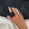 SHIXIN 2Pcs/Set Vintage Metal Water Drop Acrylic Ring Women 2026 Fashion Geometric Thick Resin Knuckle Rings Set Boho Jewelry
