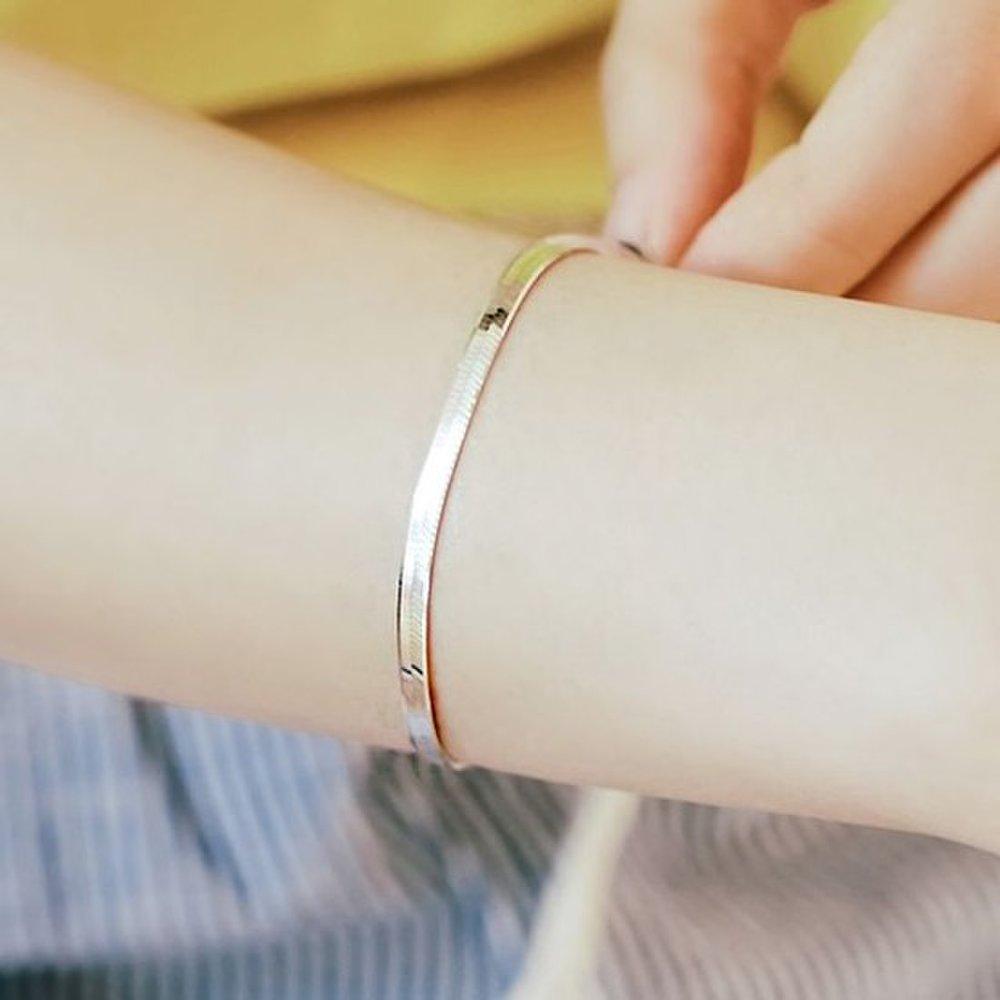 (Silver) 3mm Snake Chain Bracelet Anniversary Souvenir 10th Anniversary Accessory Simple Gift