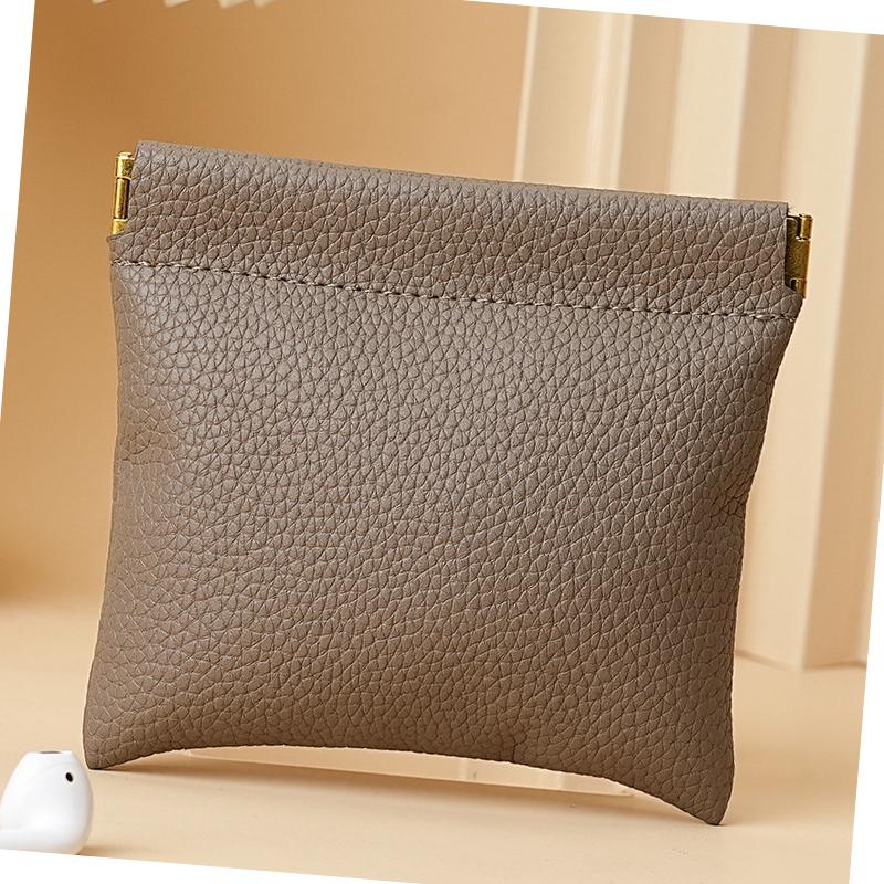 

Самозакрывающийся кожаный мини-кошелек-сумка для женщин и мужчин, маленький кошелек для денег, ключей, наушников, держатель для кредитных карт, сумка для хранения очков S серый