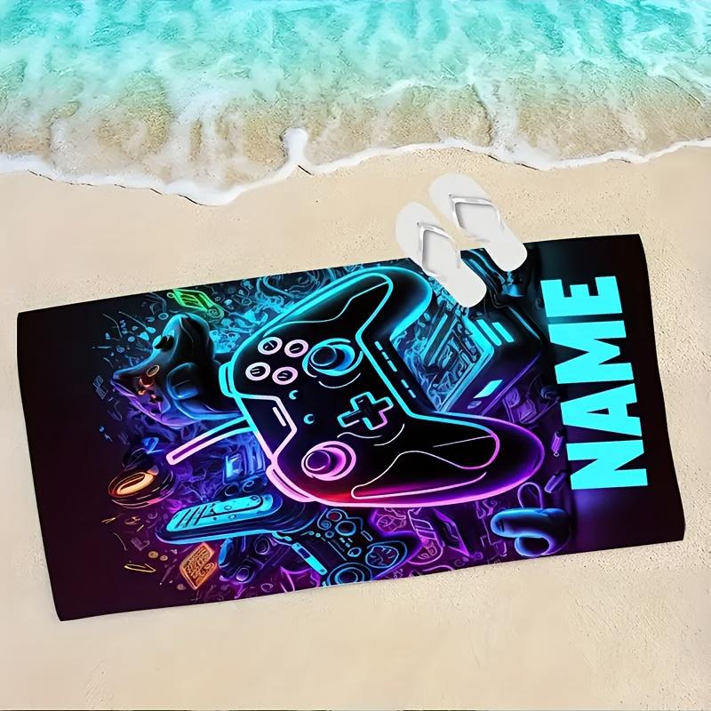 1 Stück Spielcontroller Strandtuch, Lebendiges Neon-Spieldesign, Superweiches Mikrofaser-Badetuch 80x130cm