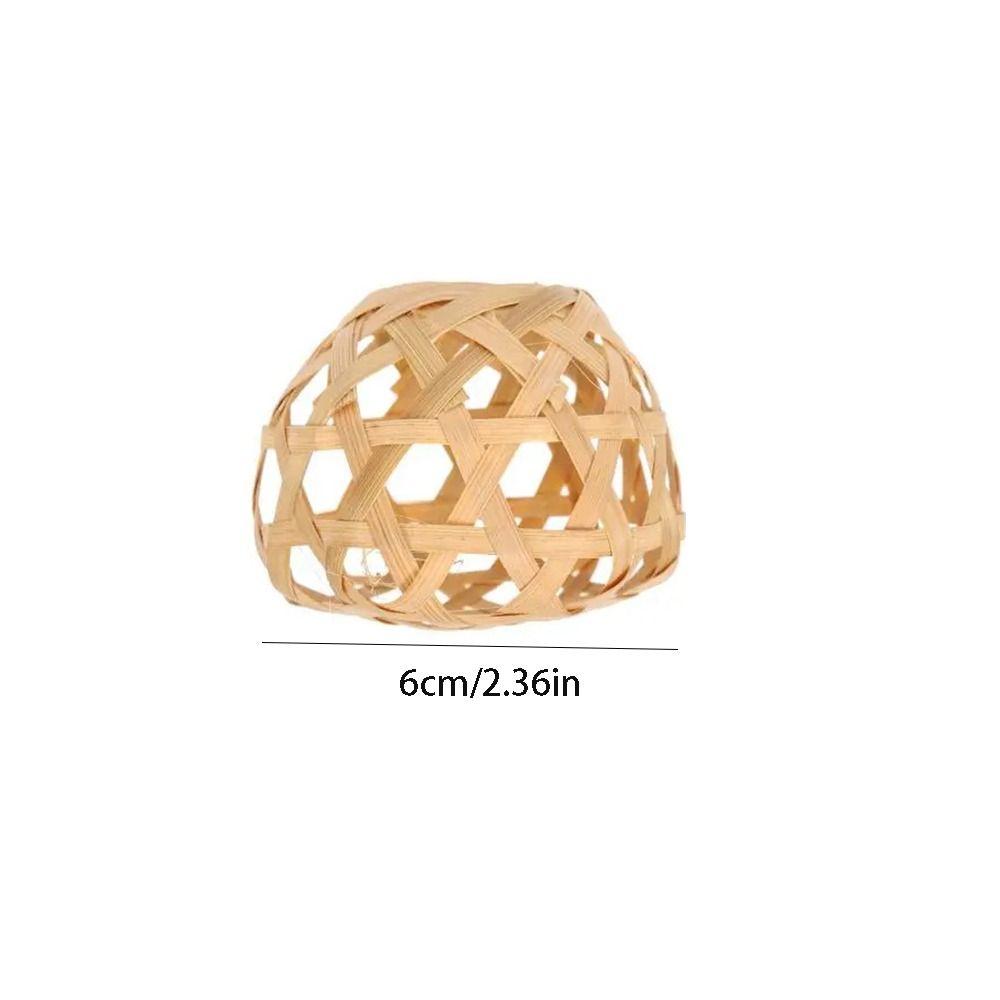 Bamboo Cage Woven Bamboo Lamp Shade Small Chandelier Cover Rustic Bulb Lampshades  Pendant Light