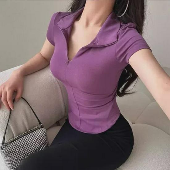 Women’s 2024 Summer Slim-Fit Zipper Polo Top