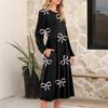Women's fashionable loose retro printed round-neck dress