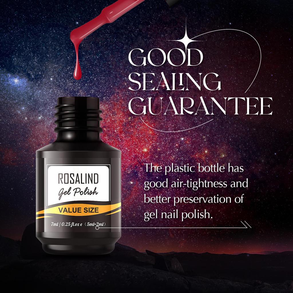 Rosalind gel nail polish 4/6 piece set solid color 6ml mixed gel bottom and top coating UV lamp nail supplies.