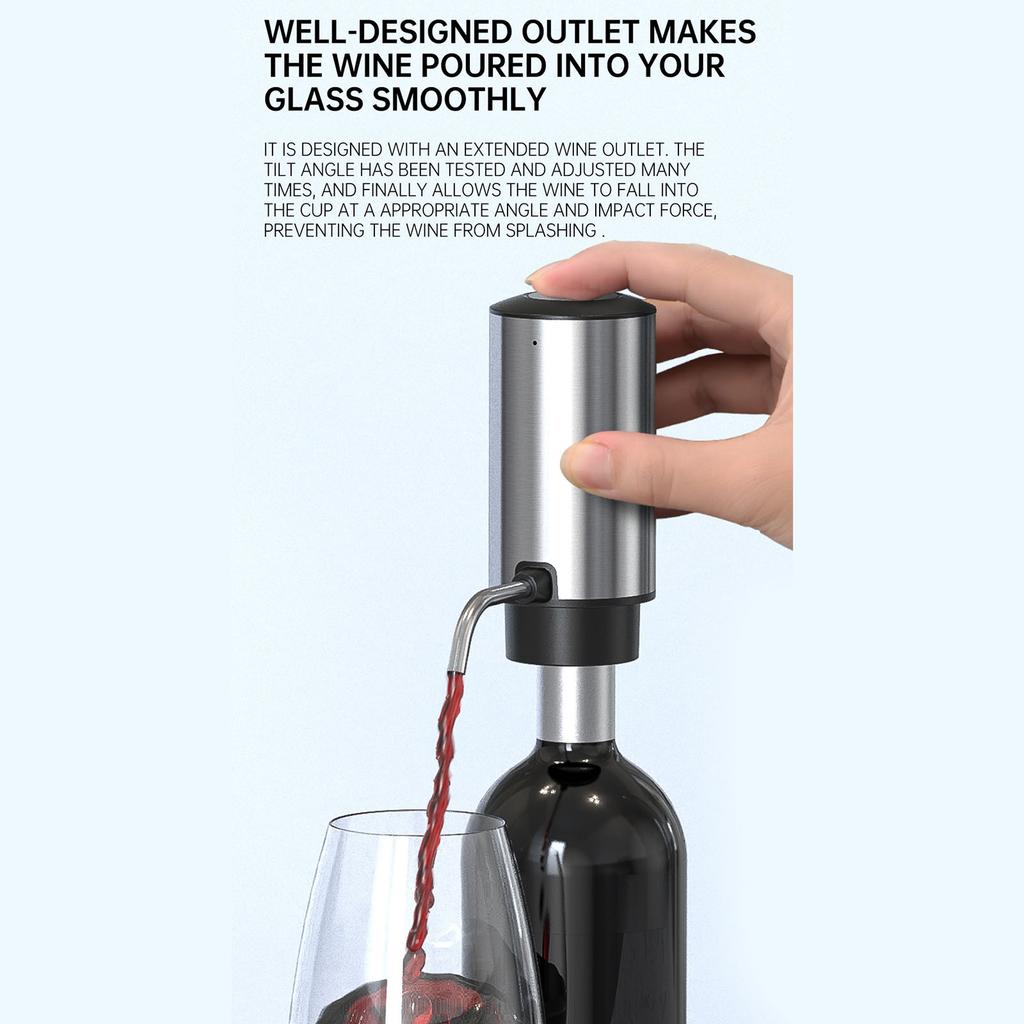 Stainless Steel Electric Wine Dispenser Automatic Rechargeable Aerator and Pourer Pump Wine Tasting Accessories