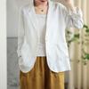 2024 Autumn Women's Cotton Linen Long Sleeve Jacket - Japanese Literary Style