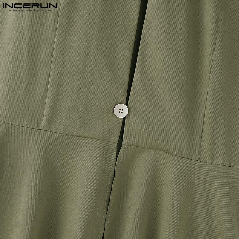 INCERUN Men Sleeveless Button Cutout Irregular Ruffled Long Vest Cardigan Waistcoats